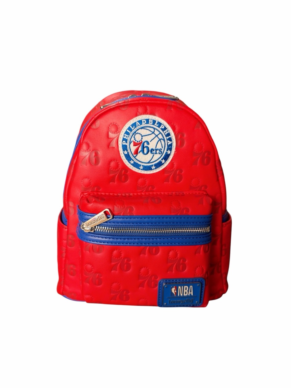 Loungefly Red Backpack with Blue Trim - Philadelphia 76ers Patch